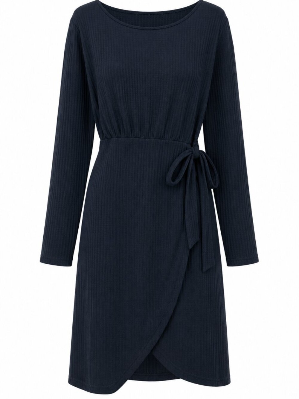 Black Long Sleeve Tie-Waist Women’s Dress